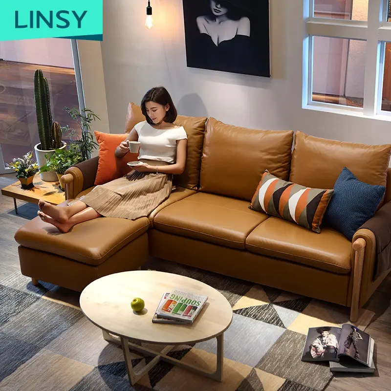 Кожаный диван загар секционный уголок чистая заводская цена мебель коричневый современный диван для гостиной 5 - 15 дней натуральная кожа модульная