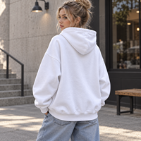 Sweat à capuche personnalisé pour femme en polaire, coupe oversize, imprimé sérigraphié, épaules tombantes, manches longues, ourlet côtelé, style décontracté