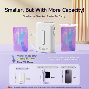Iphone 15 için hızlı şarj 20000mah güç bankası dahili kablo kademeli renkler taşınabilir şarj güç bankası - Product Image 4