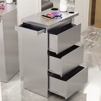 Armoire à outils de barbier en acier inoxydable, style minimaliste moderne, armoire de salon de coiffure, station d'outils exclusive pour salon, tiroirs de rangement