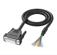 Cable de extensión serie DB9/15/25 24AWG macho y hembra RS232, conector chapado en oro con arnés de cable de extremo de cable desnudo