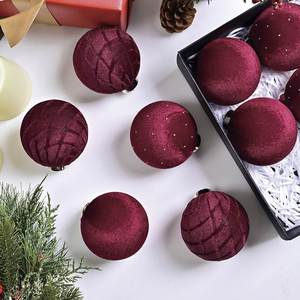 Hot-selling Cross-Border Flocked Handmade Shatterproof <b>Christmas</b> Baubles Light Luxury Tree <b>Decorations</b> in Gift Box Packaging - Product Image 1