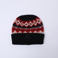 Bonnet en tricot Fair Isle en mélange de laine pour femme, chaud et rétro, style japonais, ajusté, bonnet nordique