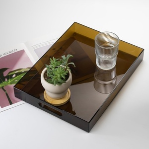 Plateau de service décoratif en acrylique fait main jetable avec poignées pour table basse ottoman, bar, cuisine, fête - <span class=keywords><strong>Ambre</strong></span> - Product Image 6
