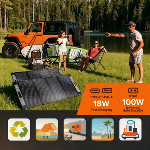 แผงโซลาร์เซลล์แบบพับได้ 12 เซลล์ โมโนคริสตัลไลน์ซิลิคอน 100W ทนทาน กันน้ำ ได้รับการรับรองมาตรฐาน TUV สำหรับใช้ในกรณีฉุกเฉิน ประสิทธิภาพ 23% - Product Image 4