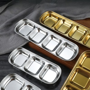 Stainless Steel Dipping Dish Multi Compartment Rectangular For Party Barbecue Hot Pot Sauce Serving - Product Image 2