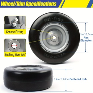 Pneus et roues de tondeuse à gazon en PVC plats non gonflables de 11x4.00-<span class=keywords><strong>5</strong></span> pouces avec roulement à billes, nouveaux, articulés de <span class=keywords><strong>3</strong></span>/4 ou <span class=keywords><strong>5</strong></span>/<span class=keywords><strong>8</strong></span> pouces - Product Image 5