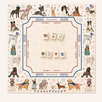 Tapete de Mahjong Patriótico con Diseño de Perro Americano, Impresión HD, Tapete de Goma Antideslizante, Entrega Rápida para Juegos de Mesa, Directo de Fábrica