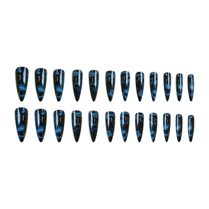 <span class=keywords><strong>Uñas</strong></span> Postizas Hechas a Mano Alies, Venta al por Mayor, 24 Piezas, Estilo Stiletto Largo, Mariposa Negra sobre Azul Oscuro, Suministros para <span class=keywords><strong>Uñas</strong></span>, <span class=keywords><strong>Uñas</strong></span> Acrílicas, Arte de <span class=keywords><strong>Uñas</strong></span> - Product Image 2