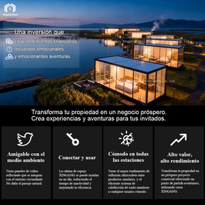 Maisonnette Modulaire Préfabriquée en Verre, 20 m², 1 Chambre, Alimentée à l'Énergie Solaire, Écologique, Appartement, Bureau, Hôtel, Cabine Miroir - Product Image 2