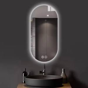 Miroir de salle de bain LED Bluetooth multifonctionnel, ovale, sans cadre, rétroéclairé, <span class=keywords><strong>anti</strong></span>-buée, personnalisé, vente en gros, pour hôtel <span class=keywords><strong>Coupe</strong></span> <span class=keywords><strong>du</strong></span> <span class=keywords><strong>Monde</strong></span> - Product Image 3