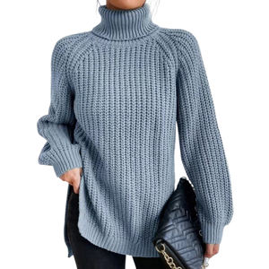 Maglione da <span class=keywords><strong>donna</strong></span> lavorato a spalla a collo alto lavorato a <span class=keywords><strong>maglia</strong></span> stile di media lunghezza alla moda maglioni da <span class=keywords><strong>donna</strong></span> - Product Image 6