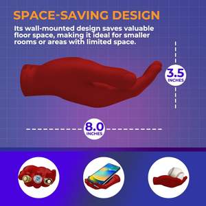 Soporte de Pared para Pelotas con Diseño de Mano Esculpida en Rojo, para Pelotas de Béisbol y Tenis, con Almacenamiento para Artículos de Colección Firmados - Product Image 2