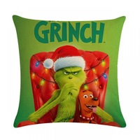 Housse de coussin de noël Grinch dessin animé oreiller quatre pièces canapé ensemble décor à la maison coussin