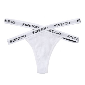 Slip sexy da donna con fascia in vita a lettere incrociate, <span class=keywords><strong>perizoma</strong></span> a vita alta a costine - Product Image 6
