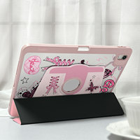 Étui personnalisable pour iPad à trois volets rotatifs à 720 ° avec fente pour stylo et motif de dessin animé étuis et étuis pour tablette