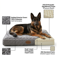 Tapis orthopédique personnalisé pour animaux de compagnie, tissu matelassé 100% polyester, mousse à mémoire de forme D32 Egg Crate, mousse 25D, OEM ODM