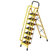 Meilleure vente : Échelle escamotable moderne haute résistance, portable, 7 marches, avec mains courantes et plateforme extra large