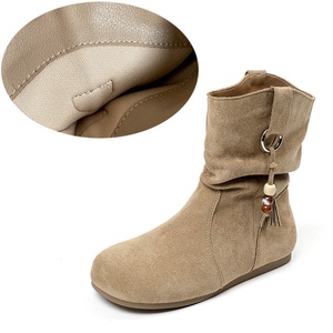 Bottines à lacets pour femmes, style occidental, nouvelle collection automne/hiver, en cuir véritable - Product Image 3