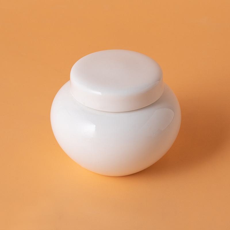 Round ash urn-white