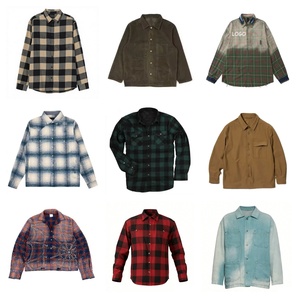 Chemises en flanelle à carreaux pour hommes, design personnalisé de haute qualité, boutonnées, coupe régulière, manches longues, chemises décontractées en pur coton pour hommes - Product Image 1