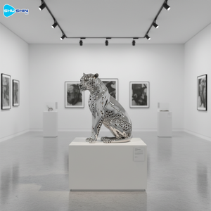 घर की सजावट के लिए आधुनिक दर्पण पॉलिश स्टेनलेस स्टील चीता पशु मूर्तिकला (कस्टम) - Product Image 6