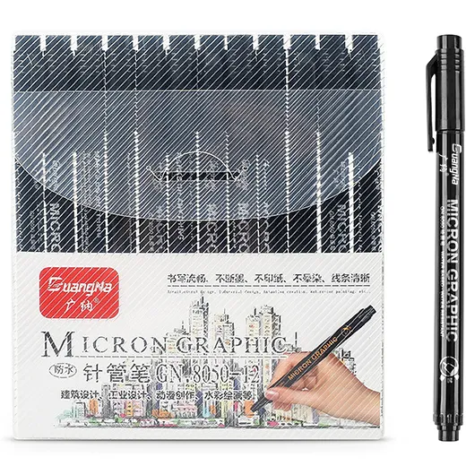 Đa Kích Thước Nước Và Phai Chống Sắc Tố Ink Vẽ Micron Tip Tốt Dòng Bút Màu Đen Phác Thảo Nước Đánh Dấu Bàn Chải Bút