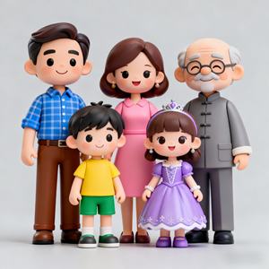 Caja Sorpresa Familiar Personalizada con Figuras de Muñecas Felices, Juego de Juguetes Artísticos Coleccionables para Niños, Regalo para Jugar a la Casita - Product Image 1