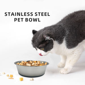 Mangkuk air anjing besi tahan karat anti tumpah awet hewan peliharaan logam logo kustom - Product Image 4