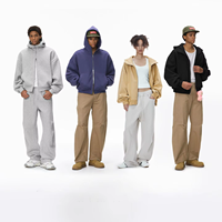 Vente en gros Sweat à capuche unisexe oversize à fermeture éclair intégrale, en molleton épais, à épaules tombantes, style streetwear, avec logo personnalisé