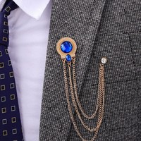 Broches en alliage haut de gamme pour hommes, avec cristaux, strass, chaîne à pampilles, plaqué argent, style personnalisé, nouveau modèle pour mariage et anniversaire