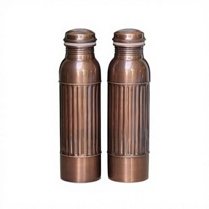 Antique <b>Copper</b> Water <b>Bottle</b> Ribbed Design Eco Friendly 100% <b>Copper</b> <b>Bottle</b> Hot Selling Factory Price Metal <b>Bottle</b> For Drinking - Product Image 1