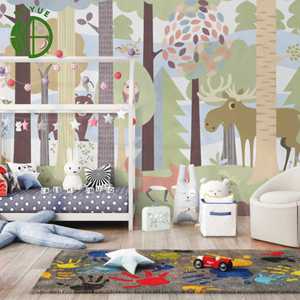 Papier peint <span class=keywords><strong>mural</strong></span> moderne BOYUE, écologique, imperméable, personnalisé, non tissé, imprimé 3D avec des animaux, pour salle à manger, chambre à coucher, 1 an - Product Image 2