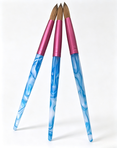 Pincel de <span class=keywords><strong>Uñas</strong></span> Acrílico 100% Kolinsky con Mango Acrílico, Pelo Natural de Marta Kolinsky, Férula Ovalada Rizada, Pincel Duradero para Arte de <span class=keywords><strong>Uñas</strong></span> DIY - Product Image 2