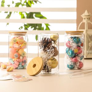 Offerta Speciale: Bicchiere in <span class=keywords><strong>Vetro</strong></span> Borosilicato Trasparente da 16oz, Tazza per Caffè Freddo, Bicchiere per Birra con Coperchio e Cannuccia, Tumbler per Acqua - Product Image 3