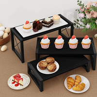 Rak Display Kue Kering 3 Tingkat Modern dari MDF+Besi, Tahan Lama, untuk Cupcake, Makanan, Parfum, Makeup, Boneka, Koleksi, dan Pameran