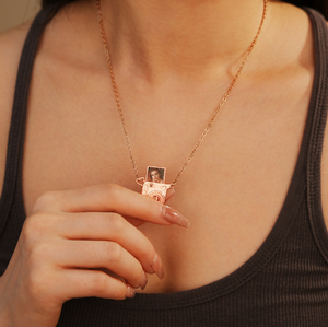 Collar con Colgante de Cobre con Foto Personalizada Única de Qiuhan, Joyería Conmemorativa Personalizada para Parejas - Product Image 3