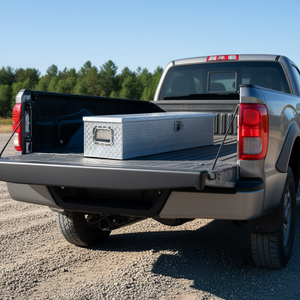 Caja de herramientas de aluminio para camioneta, 48x15x15 pulgadas, resistente, con placa de diamante, manija, cerradura, llaves y organizador de almacenamiento para pickup - Product Image 2