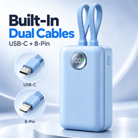 Power Bank Kompak 35W 20000mAh dengan Kabel Ganda Terintegrasi USB-C Pengisian Cepat Dua Arah Layar Digital LED Pilihan 22.5W