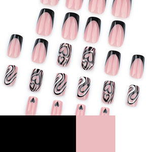 <span class=keywords><strong>Faux</strong></span> ongles personnalisables en strass colorés en forme de cœur, à porter, DIY, vente en gros - Product Image 4