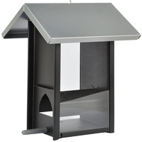 Mangeoire à oiseaux suspendue JH-Mech en forme de maison, design contemporain, idéale pour les oiseaux de petite et moyenne taille, mangeoire à oiseaux en acier pour jardin, extérieur