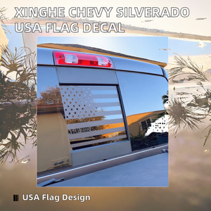 XTX pour Silverado pour Sierra 2019-2026 Autocollants drapeau américain pour vitre arrière centrale Noir mat Vinyle imperméable pour le dos du camion - Product Image 2