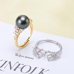 Bague pour femme en argent S925 avec perles DIY, accessoire de mode, perles de 8 à 10 mm et support vide, produit 10331 - Product Image 1