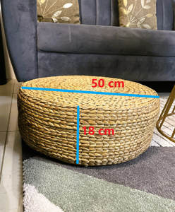 Handmade Water Hyacinth Floor Cushion Ottoman Round Woven <b>Pouffe</b> Seat Pad <b>Small</b> Coffee Table for Zen Home Decor - Product Image 3