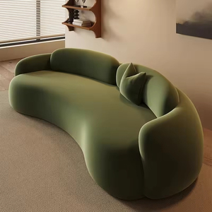 Ensemble de canapés modulaires en crème de forme spéciale incurvée, petit appartement, magasin de vêtements, salon de beauté, B&B, bureau, espace de repos, bois, éponge, hôtels - Product Image 2