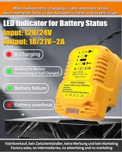 <span class=keywords><strong>Chargeur</strong></span> de voiture Charge pour batterie au lithium <span class=keywords><strong>Dewalt</strong></span> 18V/20V/60V avec prise allume-cigare <span class=keywords><strong>Chargeur</strong></span> de véhicule - Product Image 5