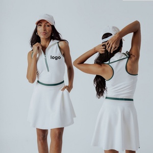 Jupe de tennis respirante en Spandex/Coton pour femme, vêtement de golf côtelé de qualité, séchage rapide, design exclusif, logo OEM moderne - Product Image 1