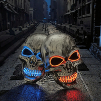 Masque lumineux de tête de squelette d'horreur pour Halloween Cosplay & Home Decor pour la décoration de mur de porte et de voiture Fournitures de vacances