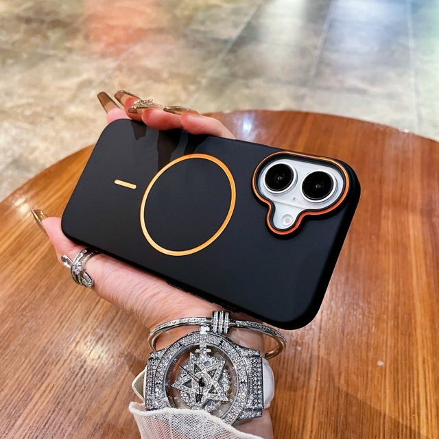 New Matte Contrast Fine Ring Magnetic Mobile Phone case for iPhone 11 12 13 14 15 16 Promax Anti-fall Mobile Phone Accessories
