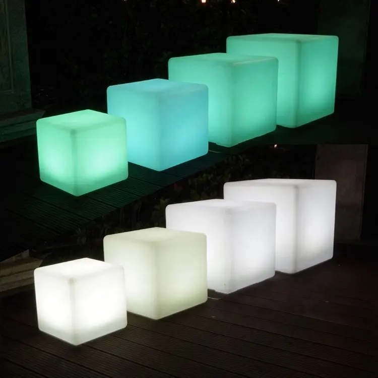 Huel-taburete de plástico con iluminación led para silla, muebles luminosos que cambian de color para exteriores, bar, jardín, club, 40cm